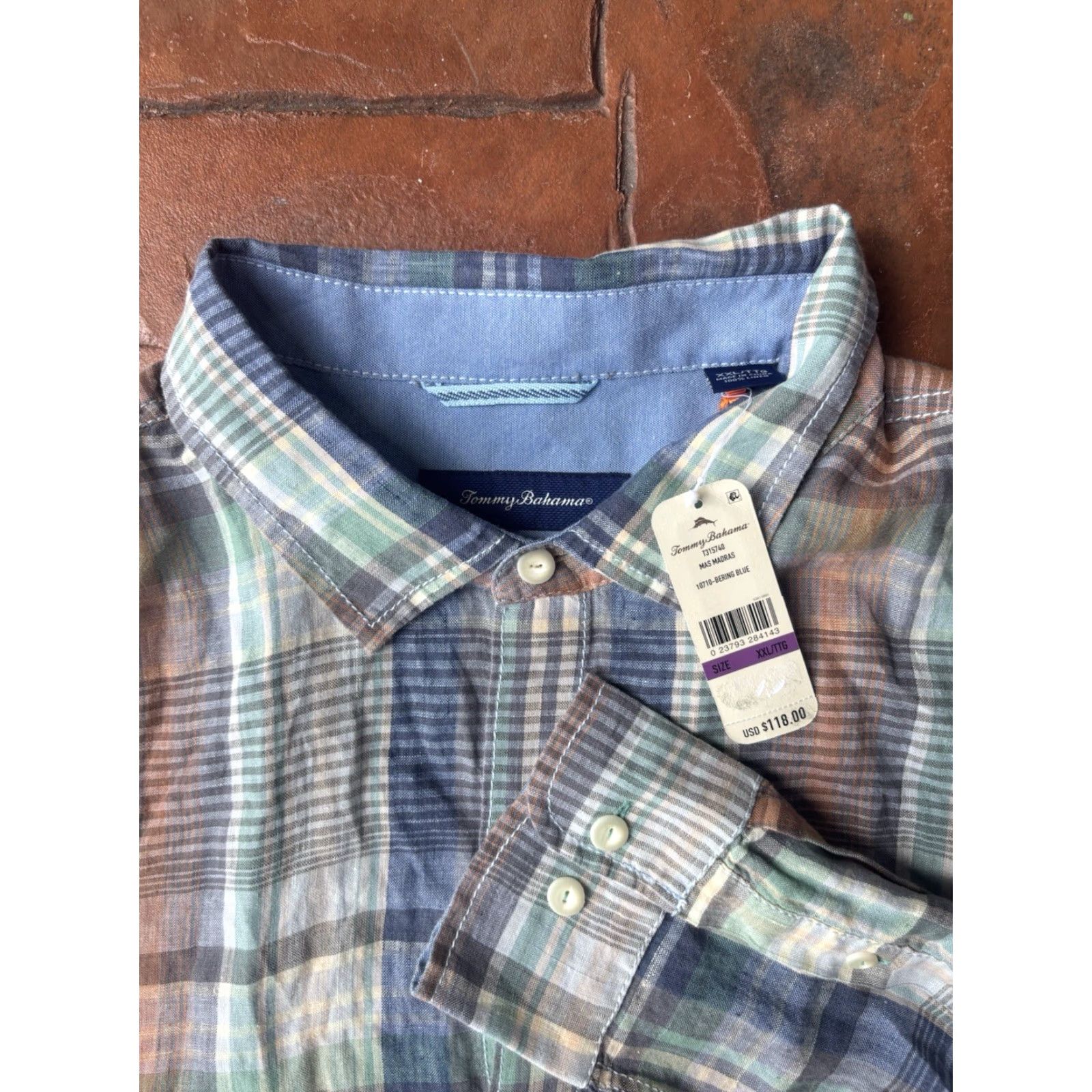 Tommy Bahama VINTAGE Tommy Bahama Shirt 2XL Linen Button-Down Plaid Long Sleeve Mens Size US XXL / EU 58 / 5 - 2 Thumbnail