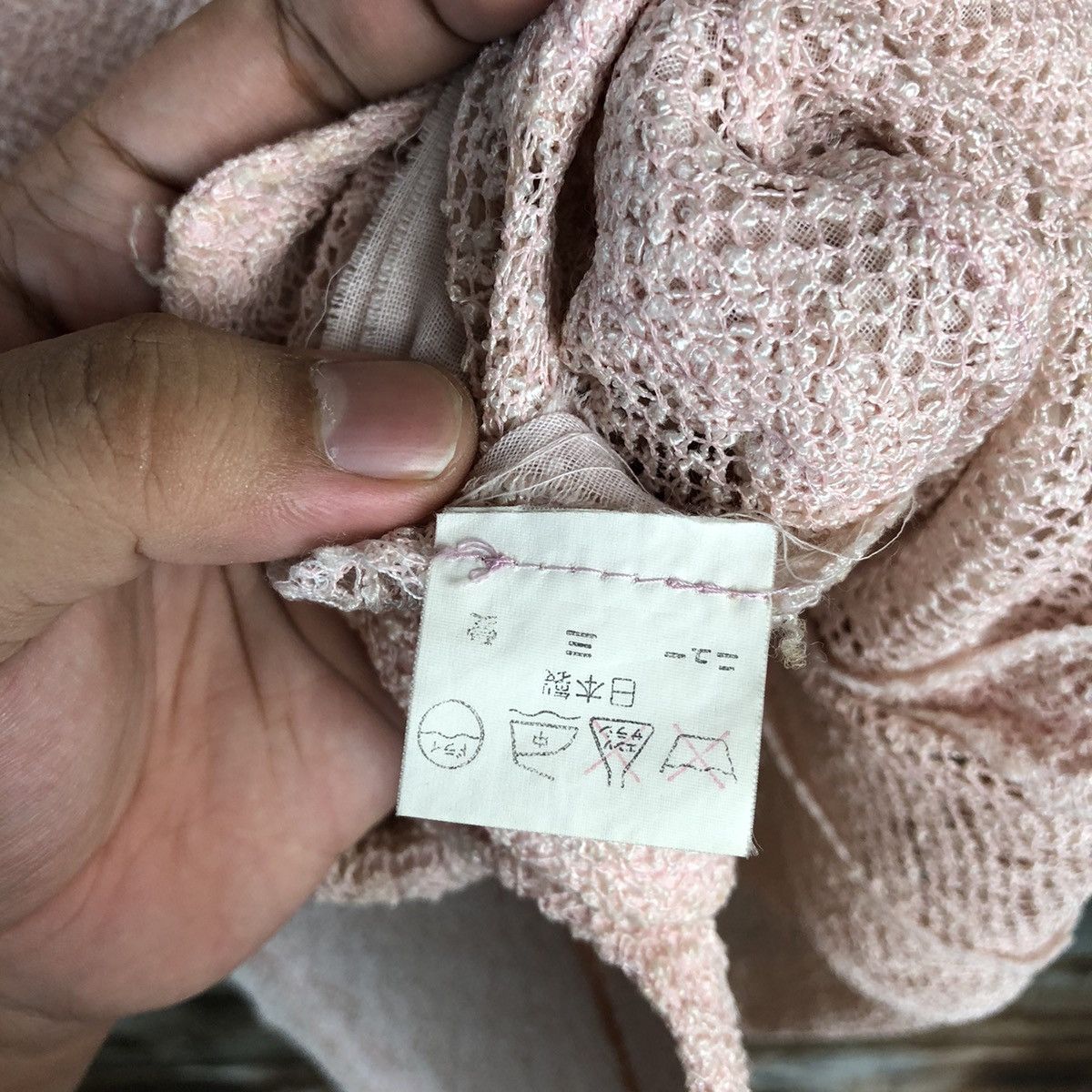 Japanese Brand × Vintage Japanese Brand Pink crochet meshnet Cardigan Knitwear #A1243 Size M / US 6-8 / IT 42-44 - 11 Thumbnail
