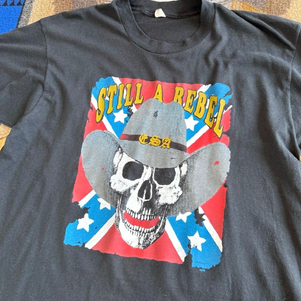 Vintage VINTAGE 80s Screen Stars Skull Cowboy T-Shirt XL Black Men Short Sleeve Crew Neck RARE 80s Cowboy Men Size US XL / EU 56 / 4 - 2 Thumbnail