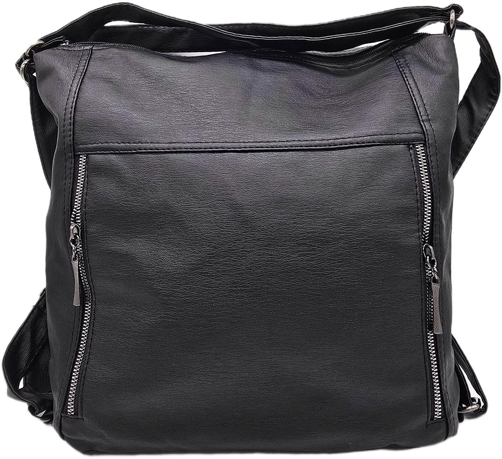 Genetic Manipulation Shinichiro Kuriya Black Faux Leather Shoulder Bag with Front Zipper Pockets Size ONE SIZE - 2 Thumbnail
