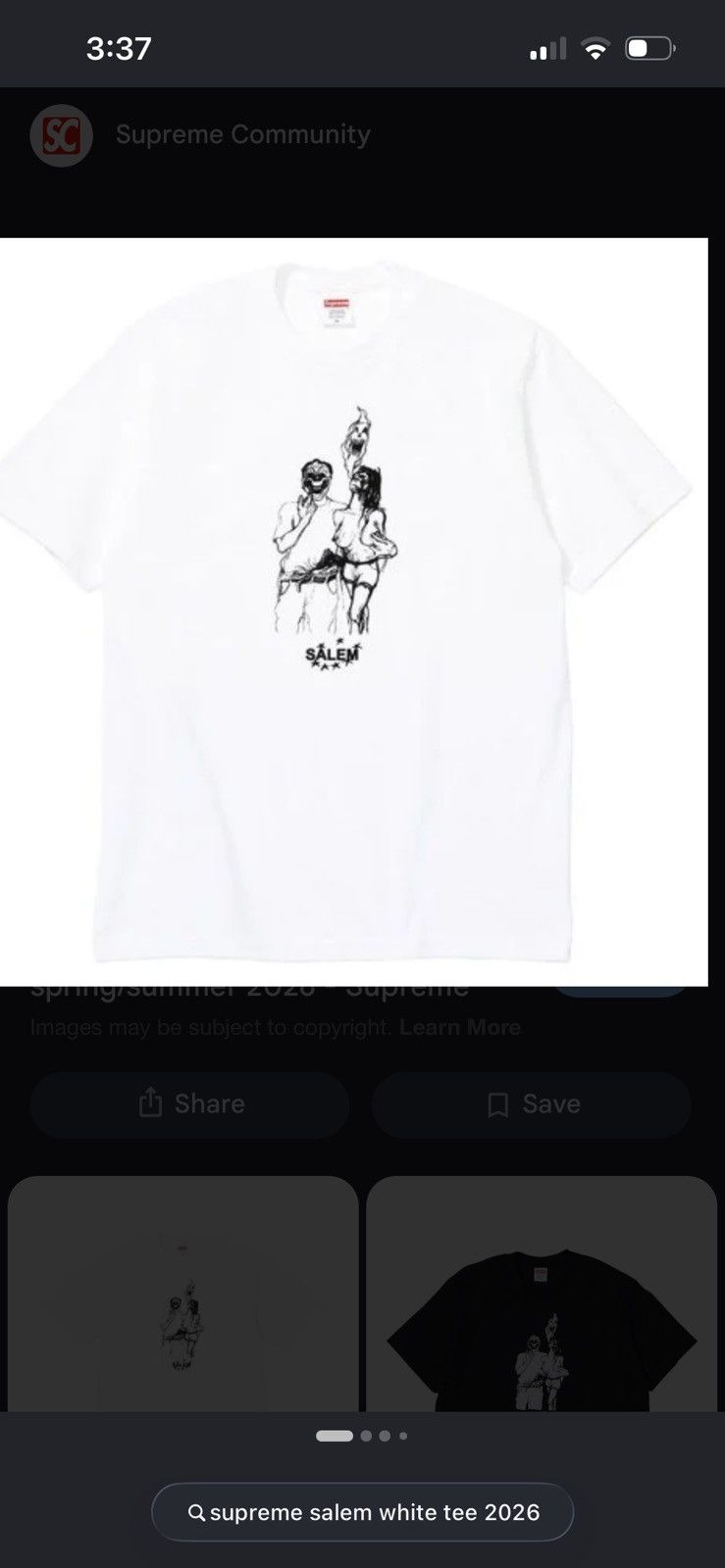 Supreme Supreme Salem White Tee Size US L / EU 52-54 / 3 - 8 Thumbnail