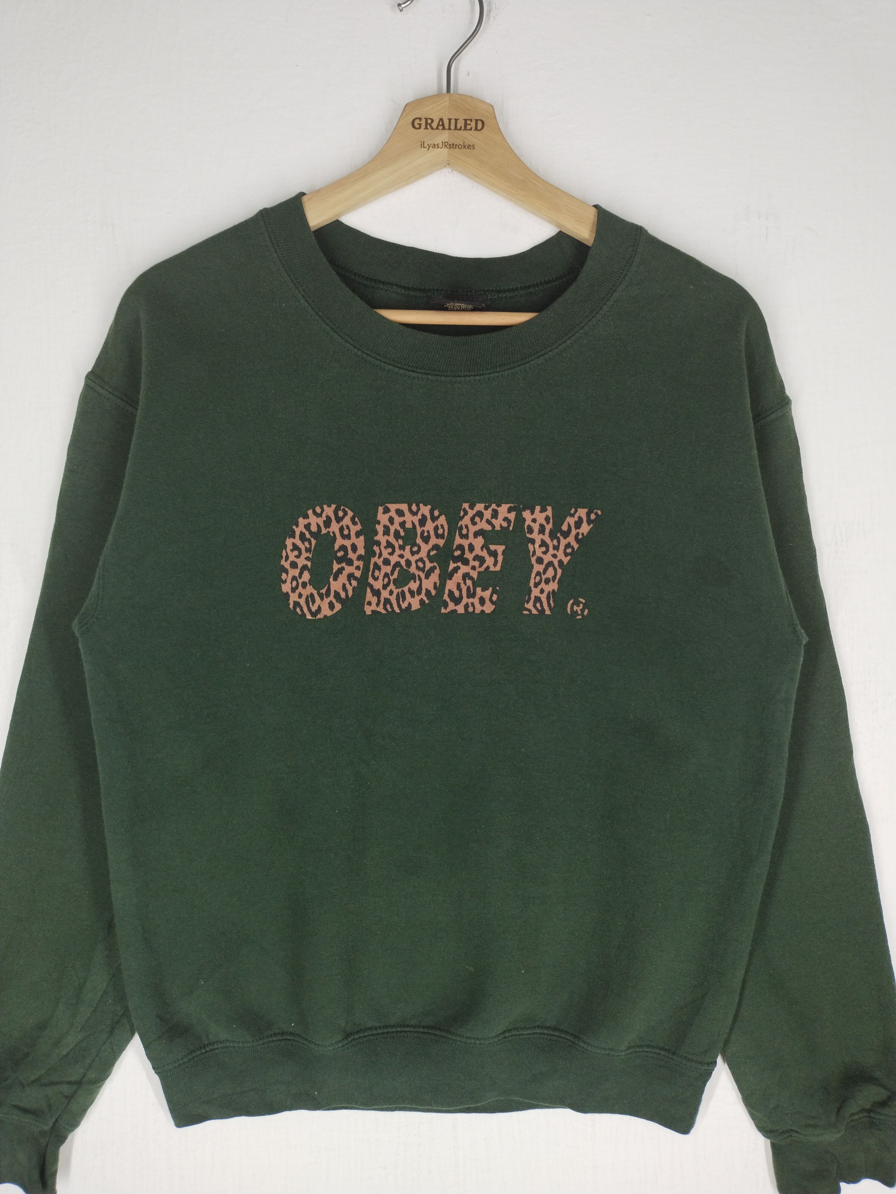 Obey × Vintage Vtg 90's Obey Box Logo Green Sweatshirt Size US S / EU 44-46 / 1 - 3 Thumbnail