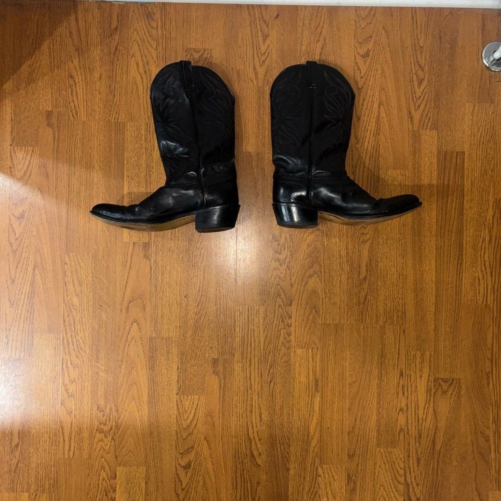 Lucchese 1990s Lucchese Black Cowboy Boots 11.5D Texas Deadstock Size US 11.5 / EU 44-45 - 6 Thumbnail