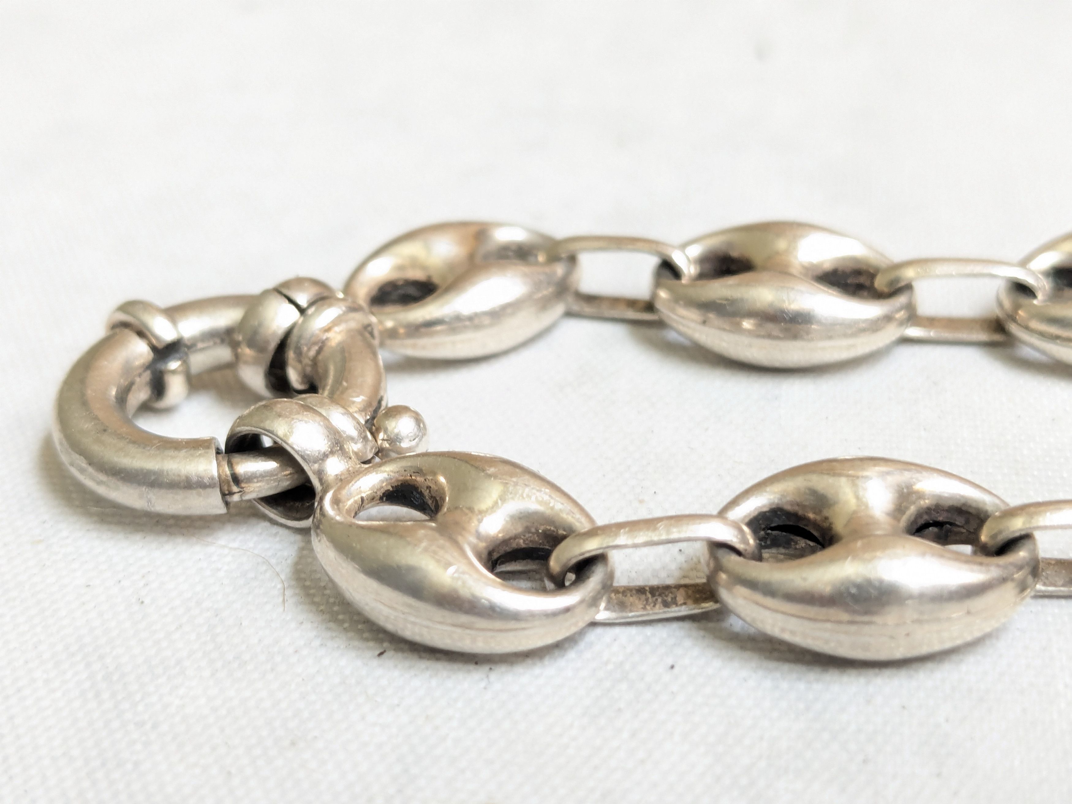 Jewelry Vintage Sterling Silver Anchor Mariner Bracelet 6.75" Hollow Size 26 - 9 Thumbnail