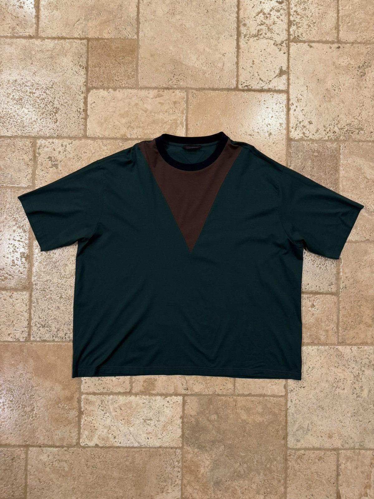 Prada Prada Green / Yellow Triangle Logo 2021 Colourblock T-Shirt Size US L / EU 52-54 / 3 - 3 Thumbnail