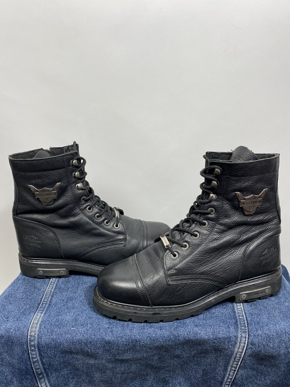 image of Harley Davidson Leather Boots (44 Size) in Black, Men's (Size 11)
