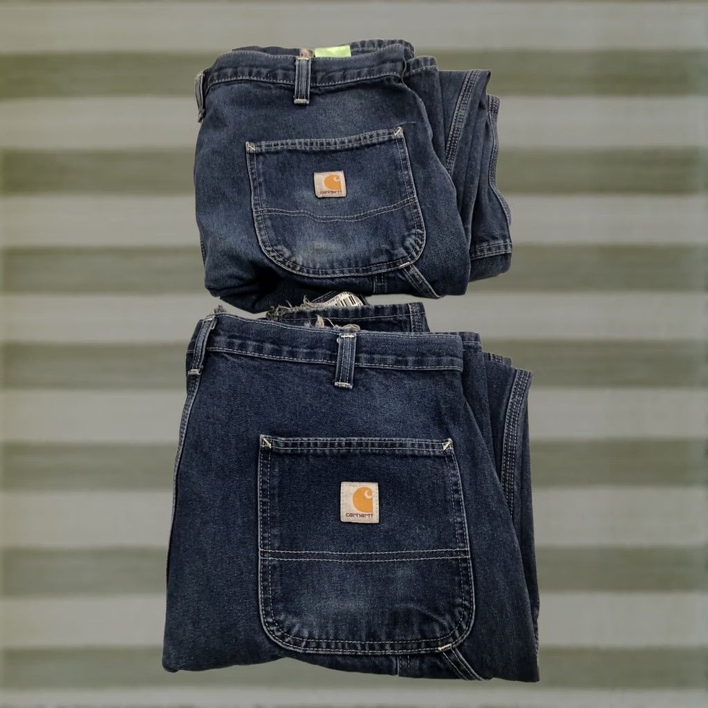 Carhartt Carhartt Jeans Mens 37x33.5 Blue Denim Carpenter Pants Dungaree Fit 382-83 Vintage No Size US 37 - 1 Thumbnail