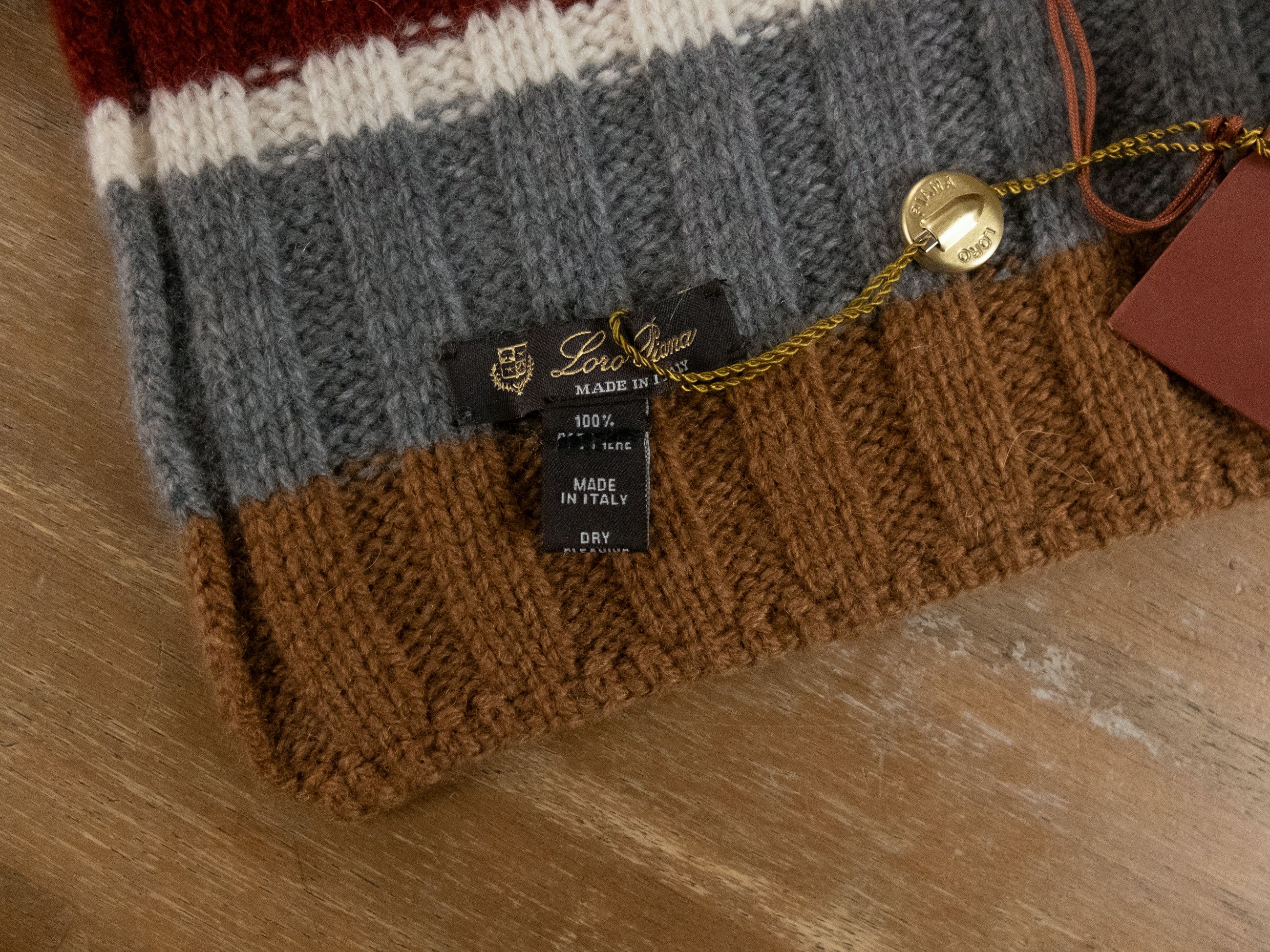 Loro Piana LORO PIANA Deer Valley gray red brown knit cashmere scarf Size ONE SIZE - 3 Thumbnail