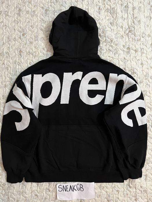 Supreme Supreme Big Logo Jacquard Hooded Sweatshirt Black | Grailed