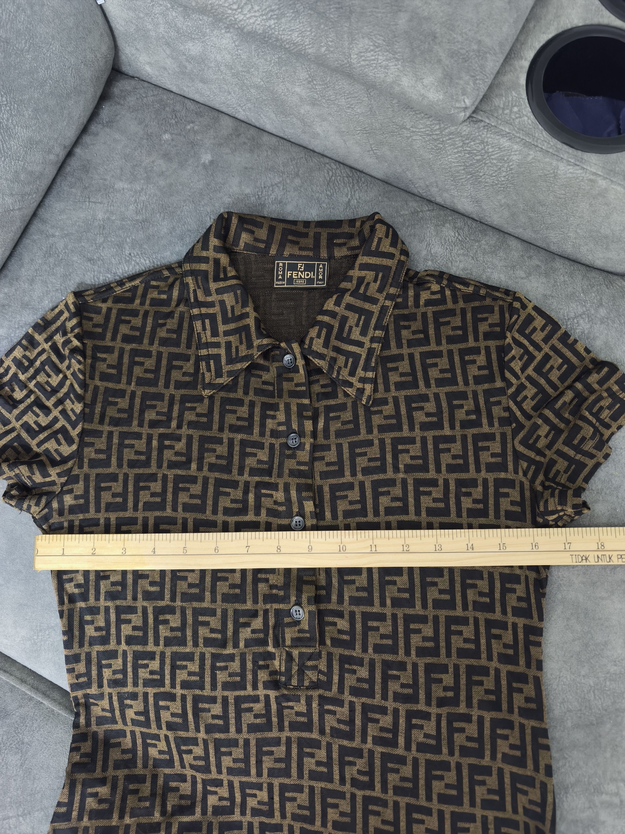 Fendi Archive Fendi Zucca Pattern Collared Dress 90s Era Size M / US 6-8 / IT 42-44 - 6 Thumbnail