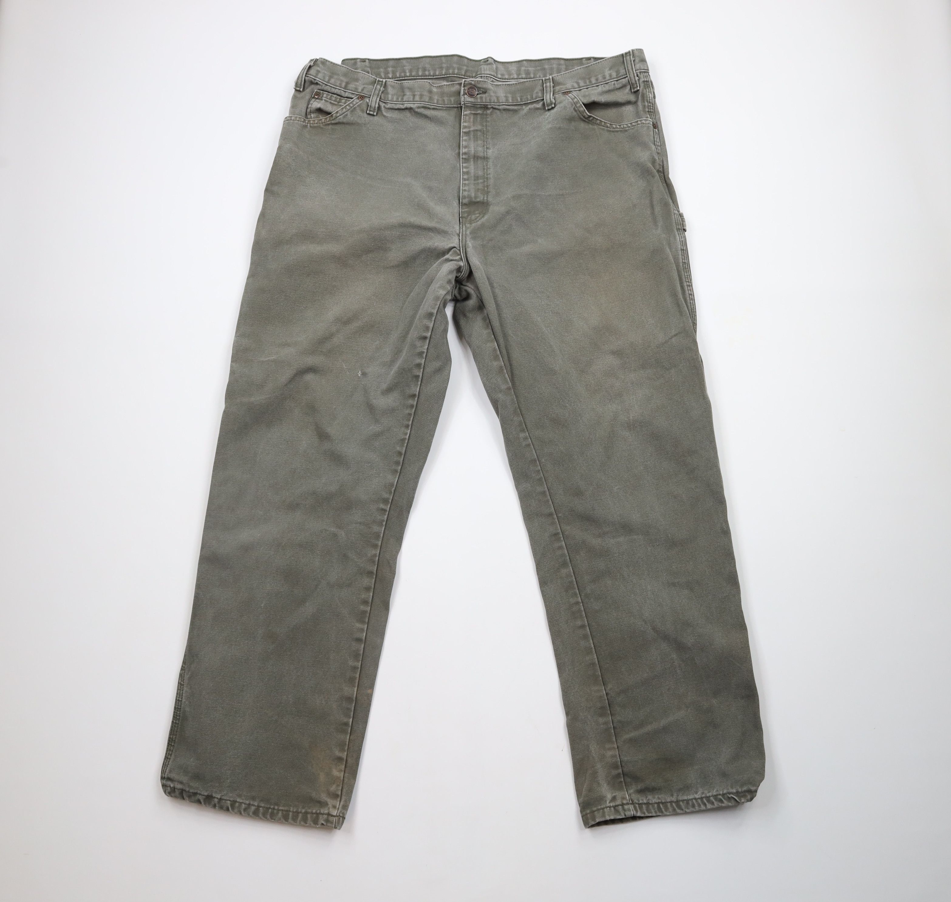 Dickies × Vintage Vintage 90s Dickies Out Wide Leg Canvas Dungaree Pants Green Size US 42 / EU 58 - 1 Thumbnail