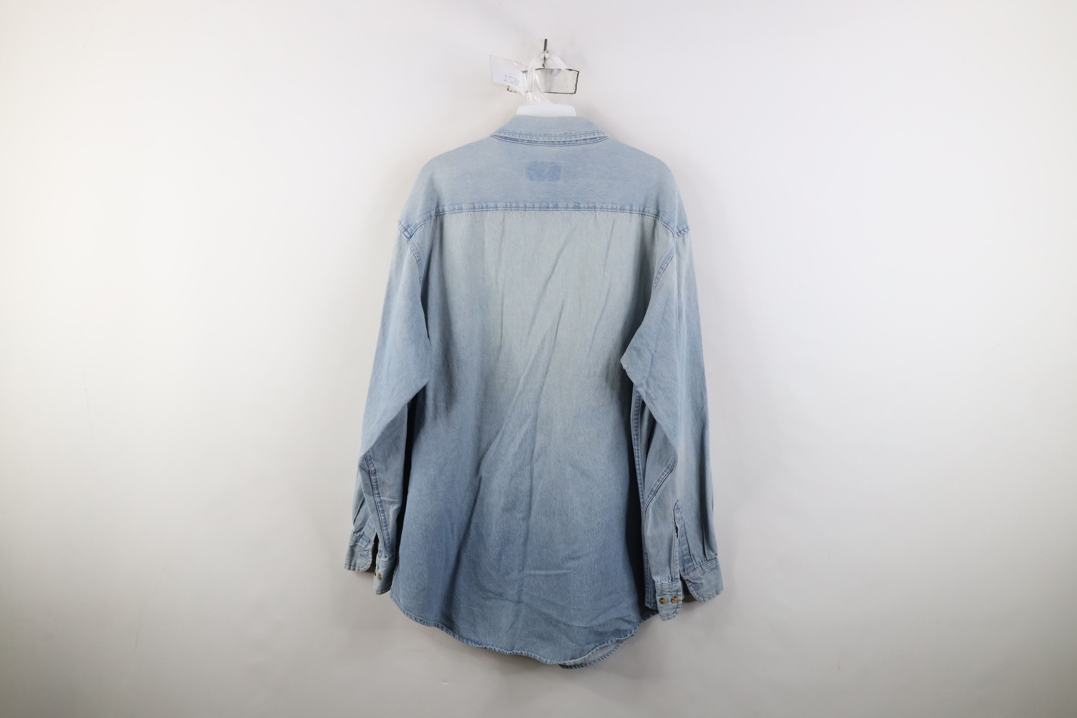 Vintage Vintage 90s Streetwear Baggy Denim Jean Button Shirt Blue Size US L / EU 52-54 / 3 - 13 Thumbnail