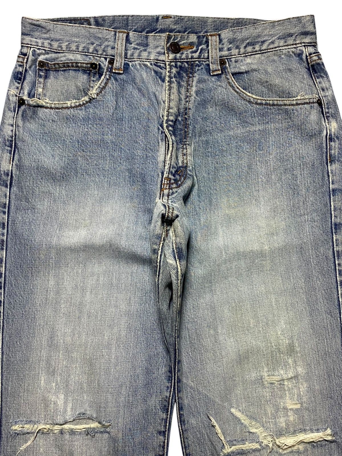 Japanese Brand Vintage Bobson Blue Faded Wash Distressed Loose Jeans Size US 31 - 3 Thumbnail