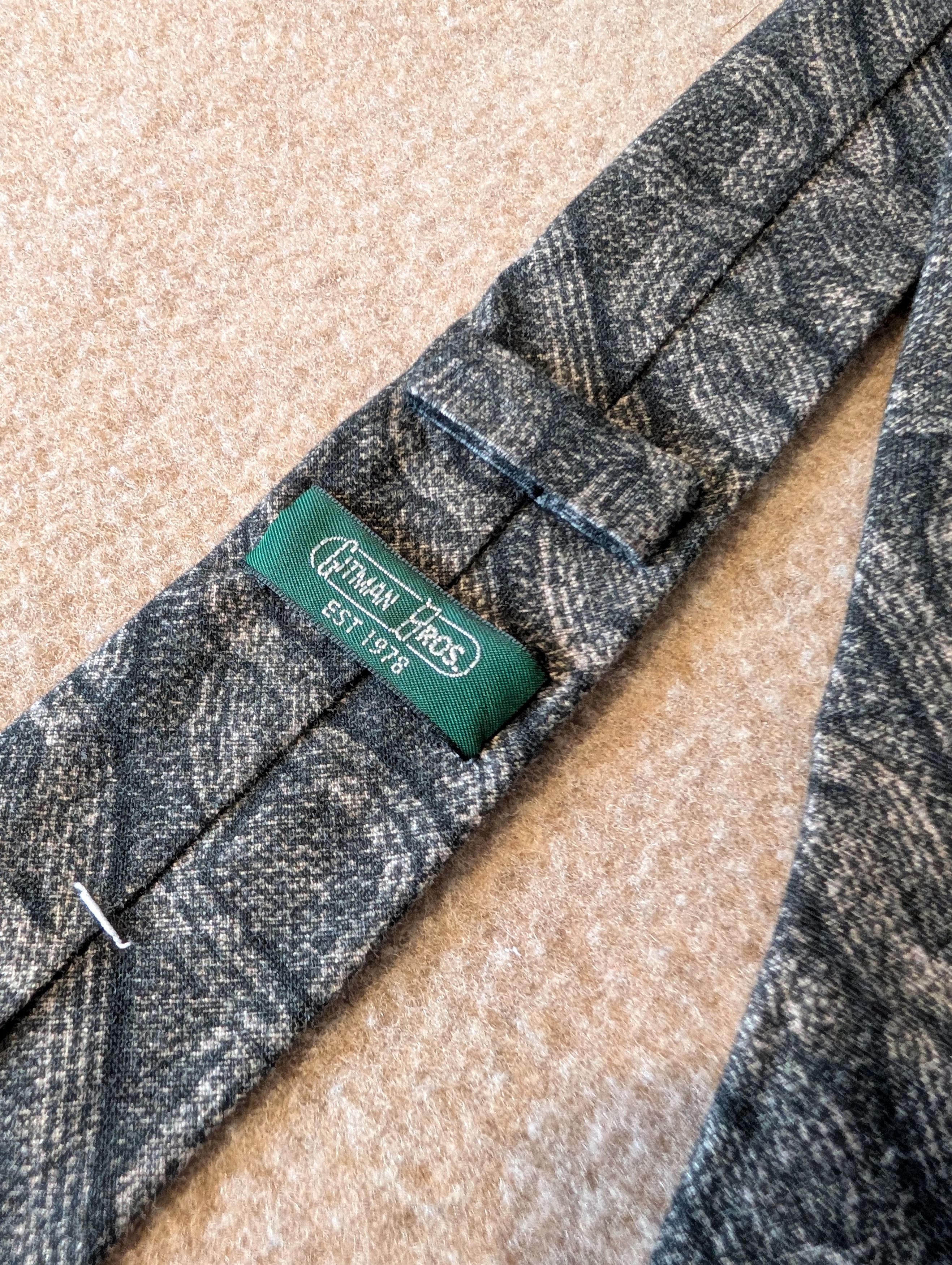 Gitman Bros. Vintage Cable Knit Printed Tie Skinny 58 X 2.25 Grey Made In USA Size ONE SIZE - 4 Thumbnail