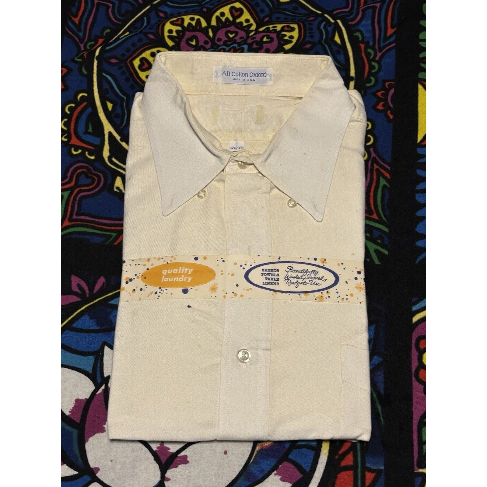 Vintage Deadstock 60s all cotton shirt 17 1/2 dress shirt