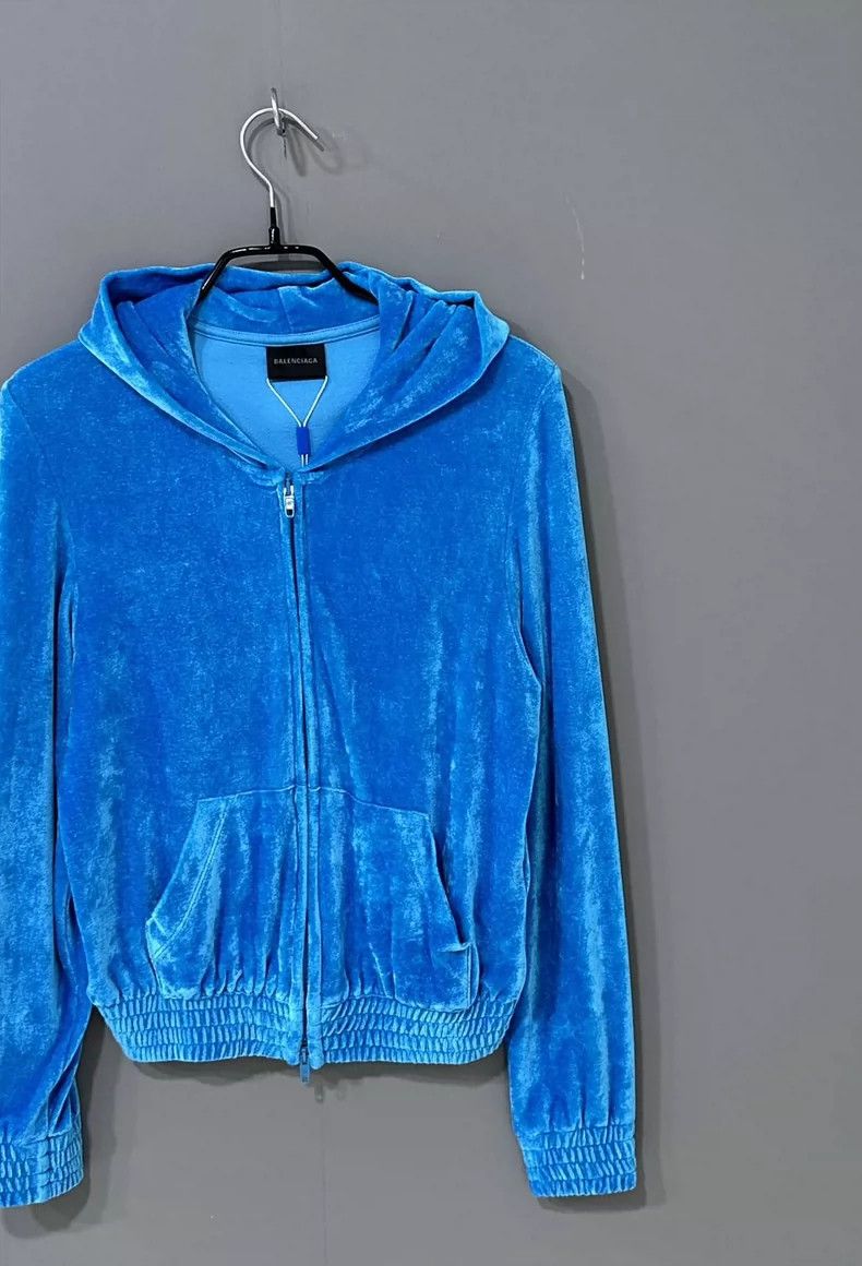 Balenciaga Balenciaga size 36 Rhinestone velvet zip-up sweatshirt Size S / US 4 / IT 40 - 2 Thumbnail