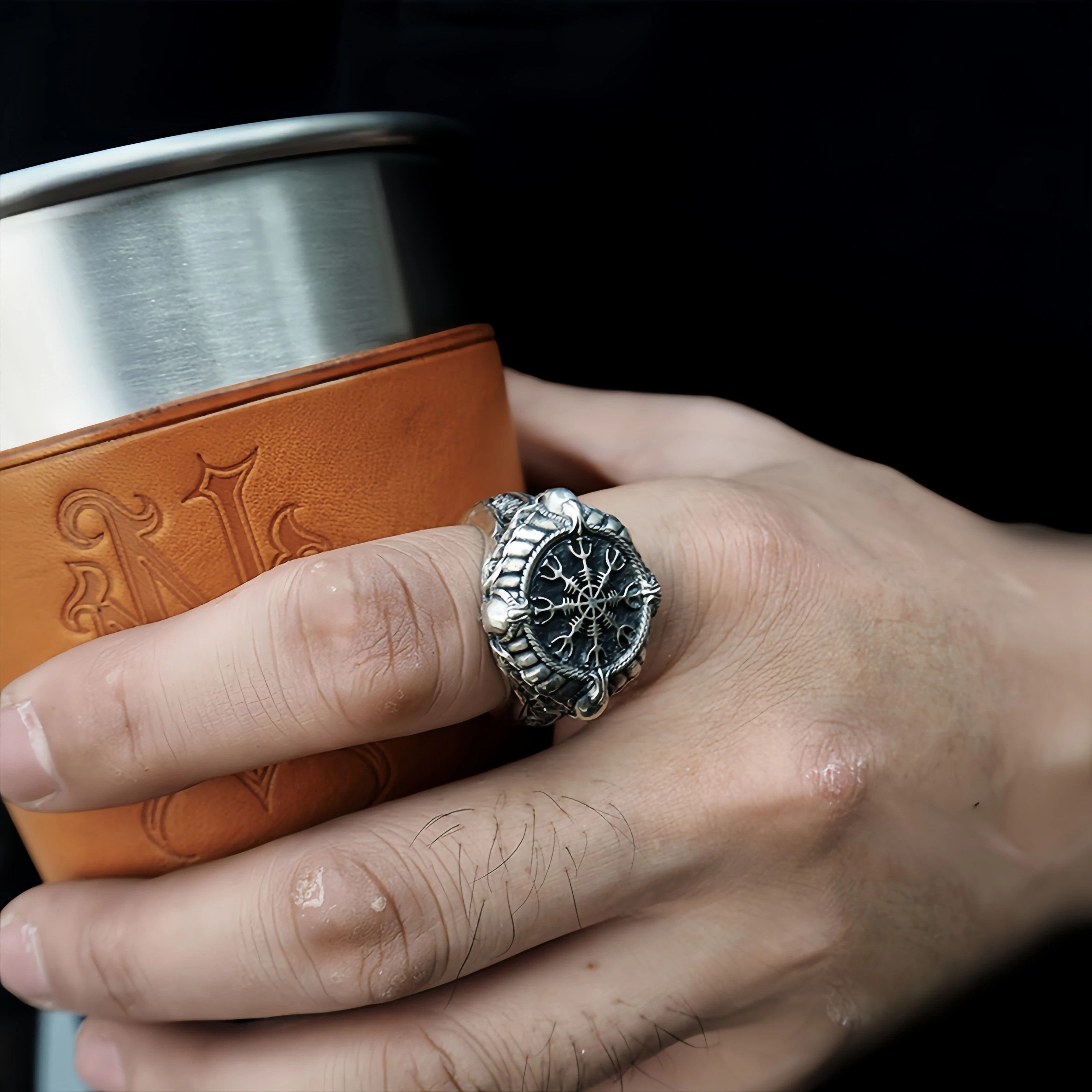 Japanese Brand Retro Viking Compass Ring Size ONE SIZE - 3 Thumbnail