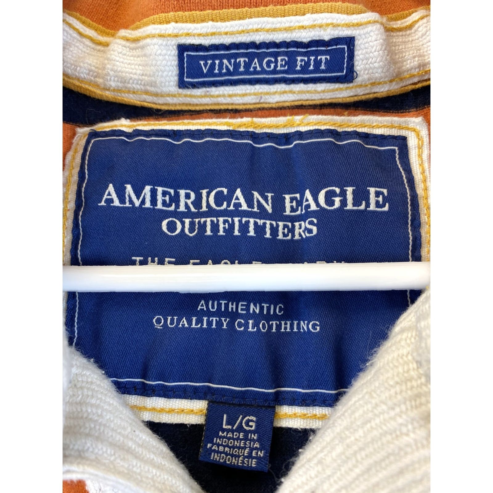 American Eagle Outfitters American Eagle Polo Shirt Men's L Short Sleeve Striped Logo Orange Mens Size US L / EU 52-54 / 3 - 5 Thumbnail