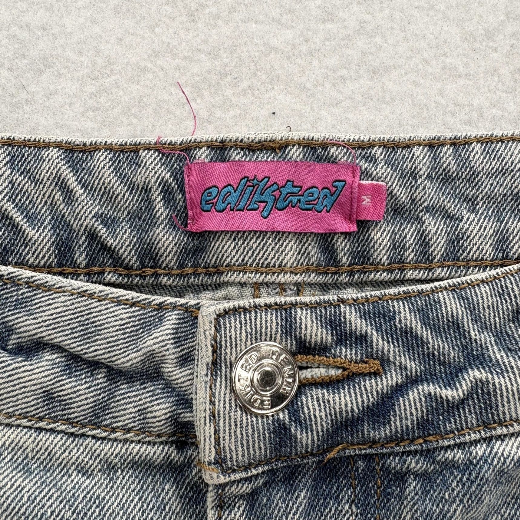 Vintage Edikted Jeans Womens Medium Light Wash Gray High Rise Wide Leg Y2K Skater Jeans Size 32" / US 10 / IT 46 - 5 Thumbnail