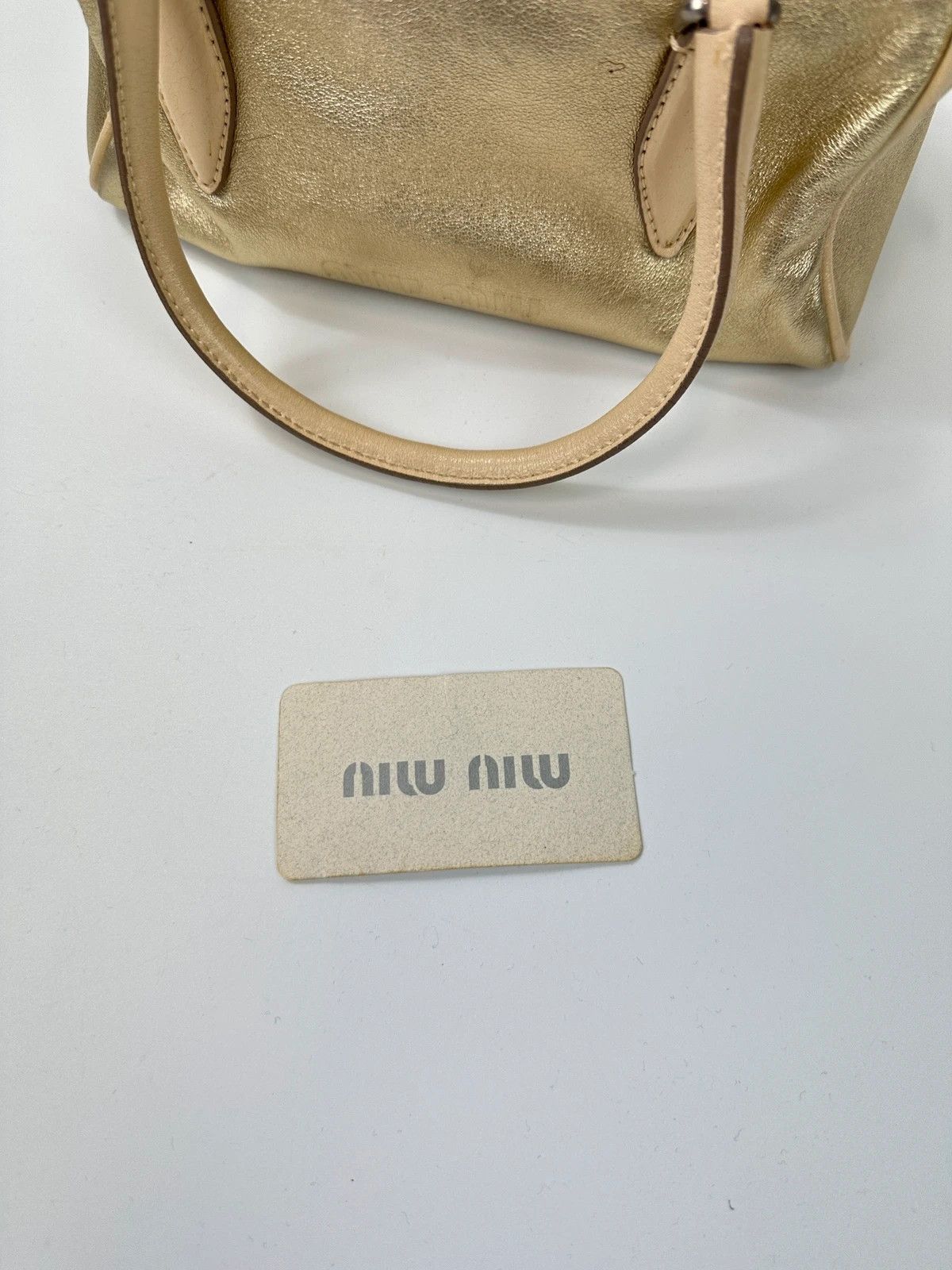 Miu Miu Miu Miu 90s Leather Gold Glitter Mini HandBag NanoSpeedy Size ONE SIZE - 16 Thumbnail