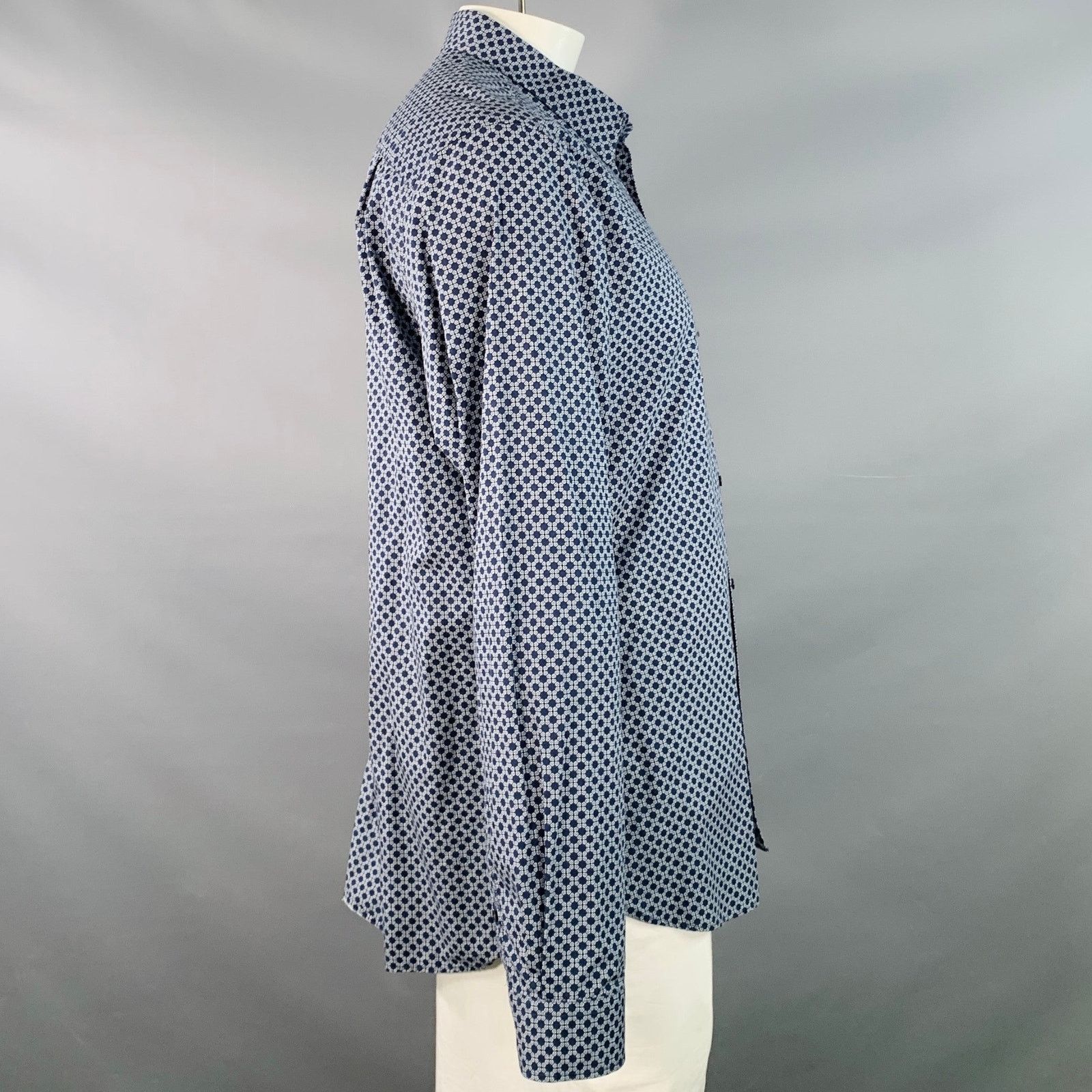 Ted Baker TED BAKER Geometric Cotton Point Collar Regular Fit Shirt Size US XL / EU 56 / 4 - 3 Thumbnail