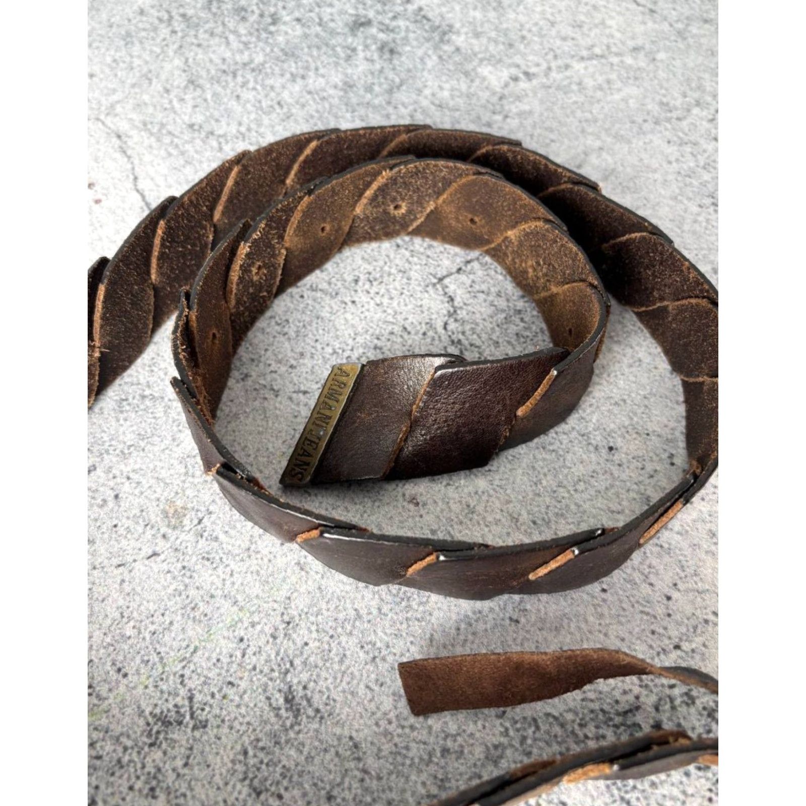 Vintage Armani Jeans Belt Women Leather Brown Buckle One Size Vintage Leather Belt Brown Size 42" / US 20 - 5 Thumbnail