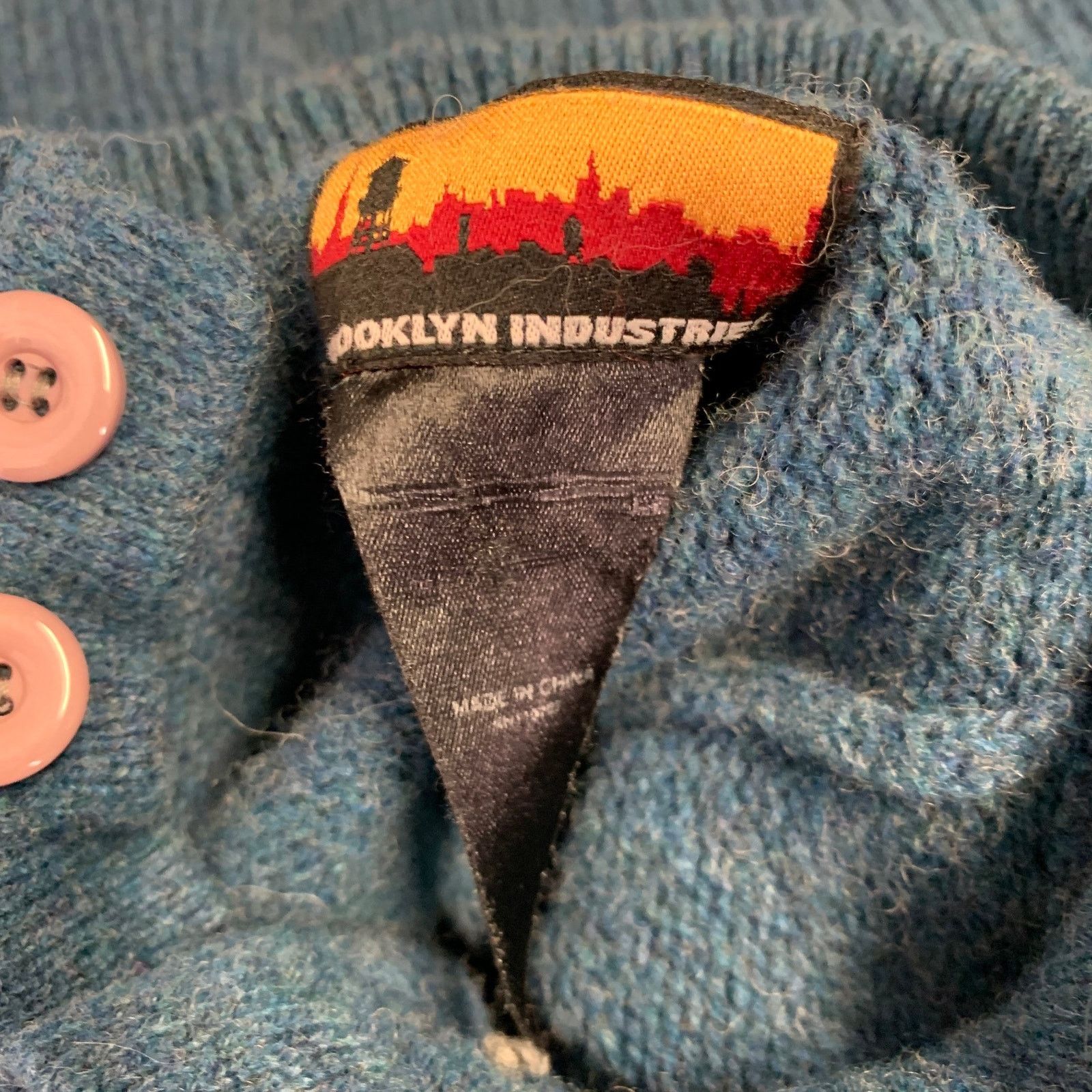 Brooklyn Industries L Blue Grey Knit Lambswool Half Placket Sweater Size US L / EU 52-54 / 3 - 5 Thumbnail