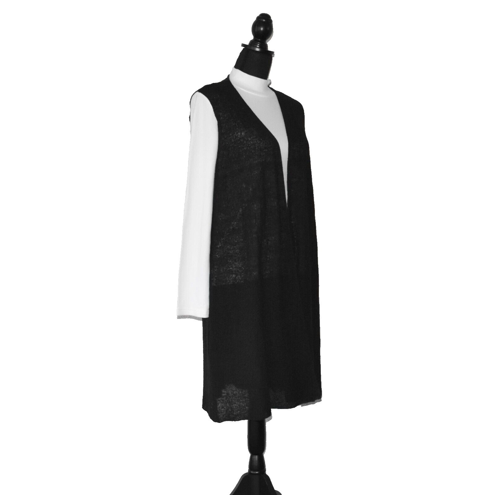 Eileen Fisher EILEEN FISHER Viscose Open Front Long Cardigan Sweater Sz L Size L / US 10 / IT 46 - 3 Thumbnail