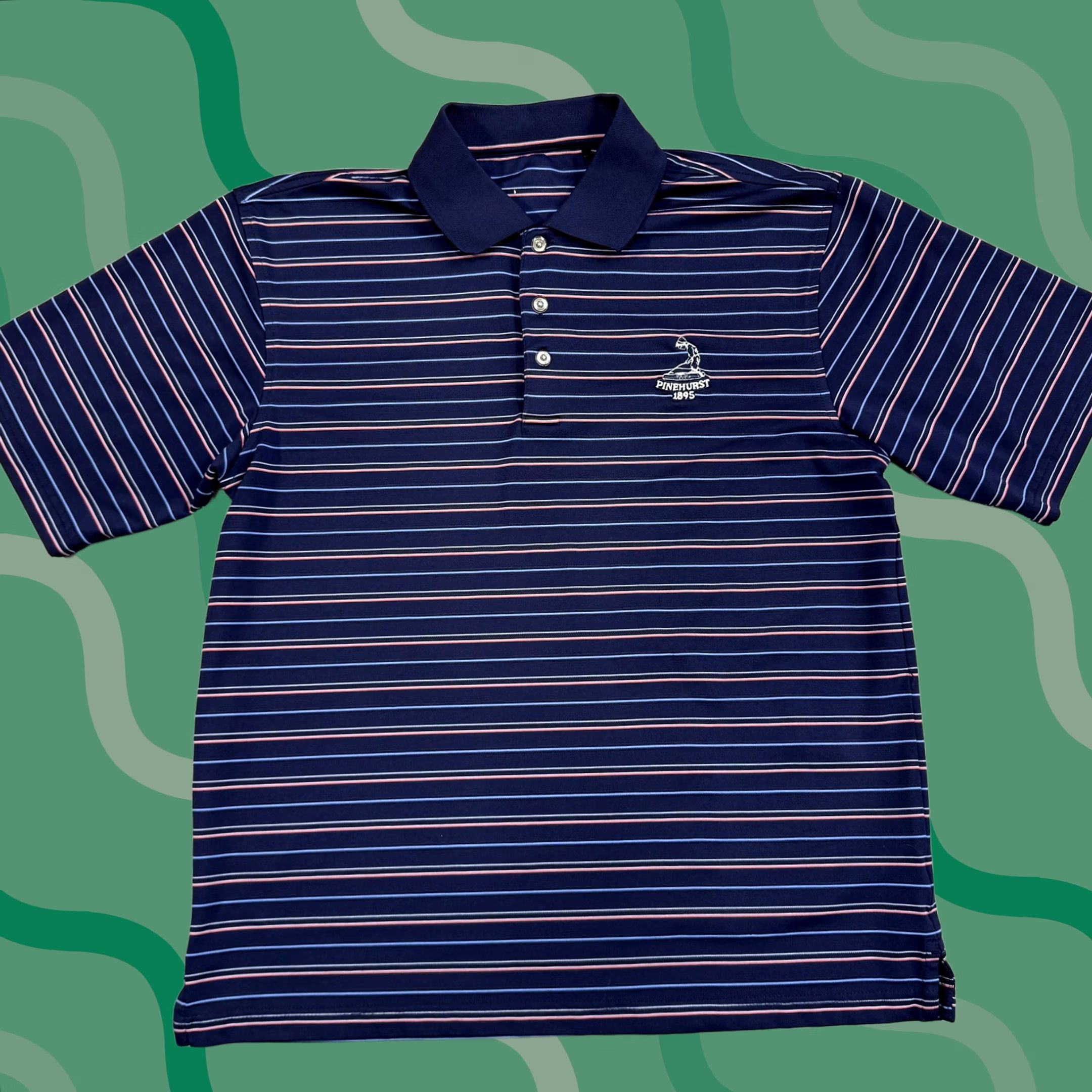 Vintage Pinehurst Polo Shirt Mens XL Blue Striped Golf Performance Stretch Shirt Size US M / EU 48-50 / 2 - 1 Thumbnail