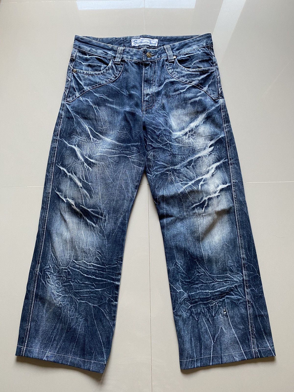 Hysteric Glamour 🔥 Rare Design Japanese Fading Blue Pants Unique Jeans Size US 35 - 1 Thumbnail