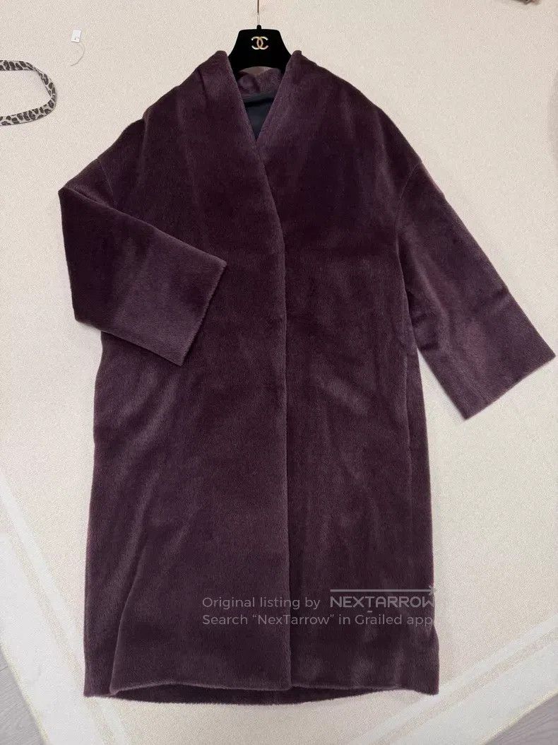 Brunello Cucinelli Brunello Cucinelli Alpaca Wool Robe Coat, Grape Purple Size XS / US 0-2 / IT 36-38 - 4 Thumbnail