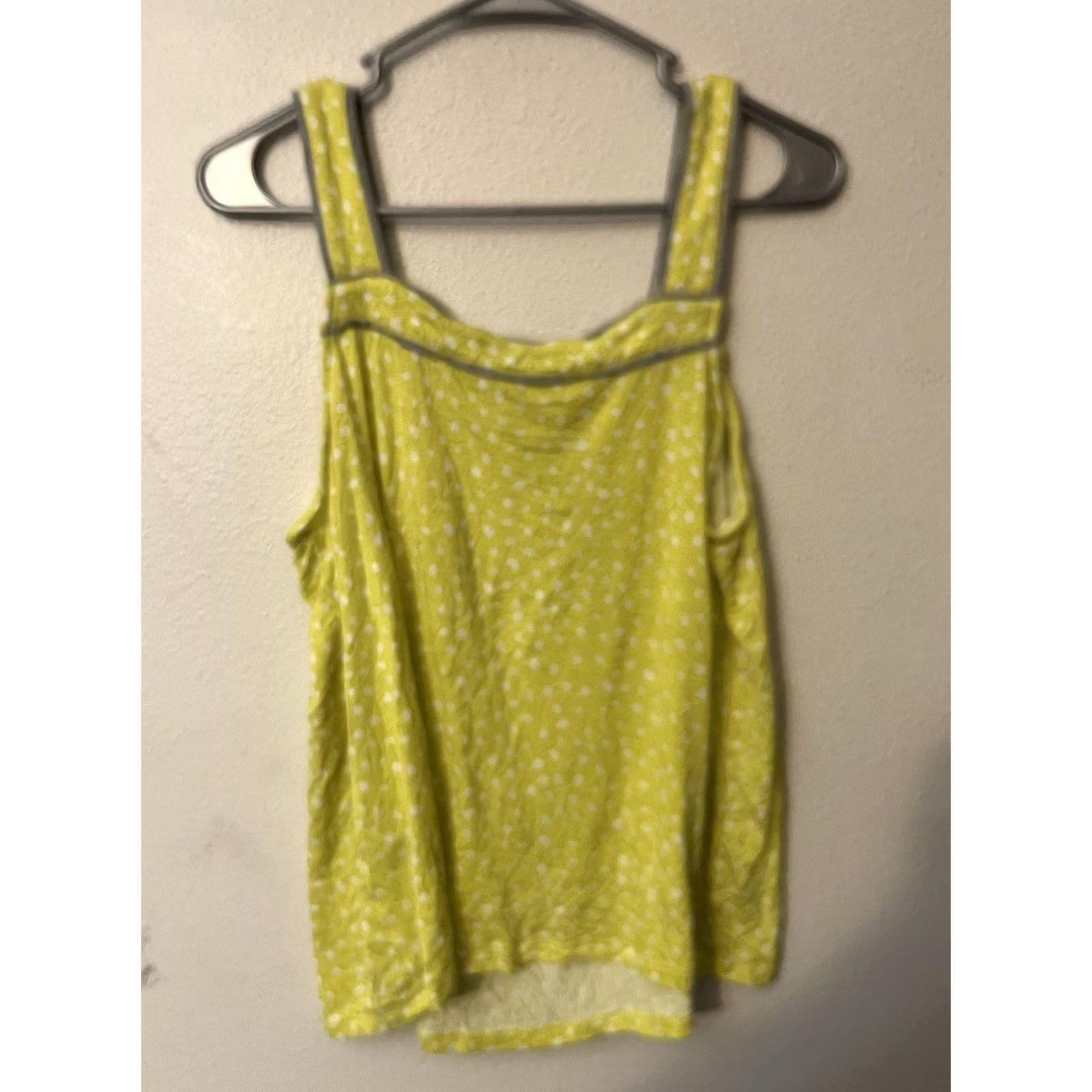Vintage Simply Vera by Vera Wang Tank Green Yellow Polka Dot Sleeveless Large Size L / US 10 / IT 46 - 2 Thumbnail