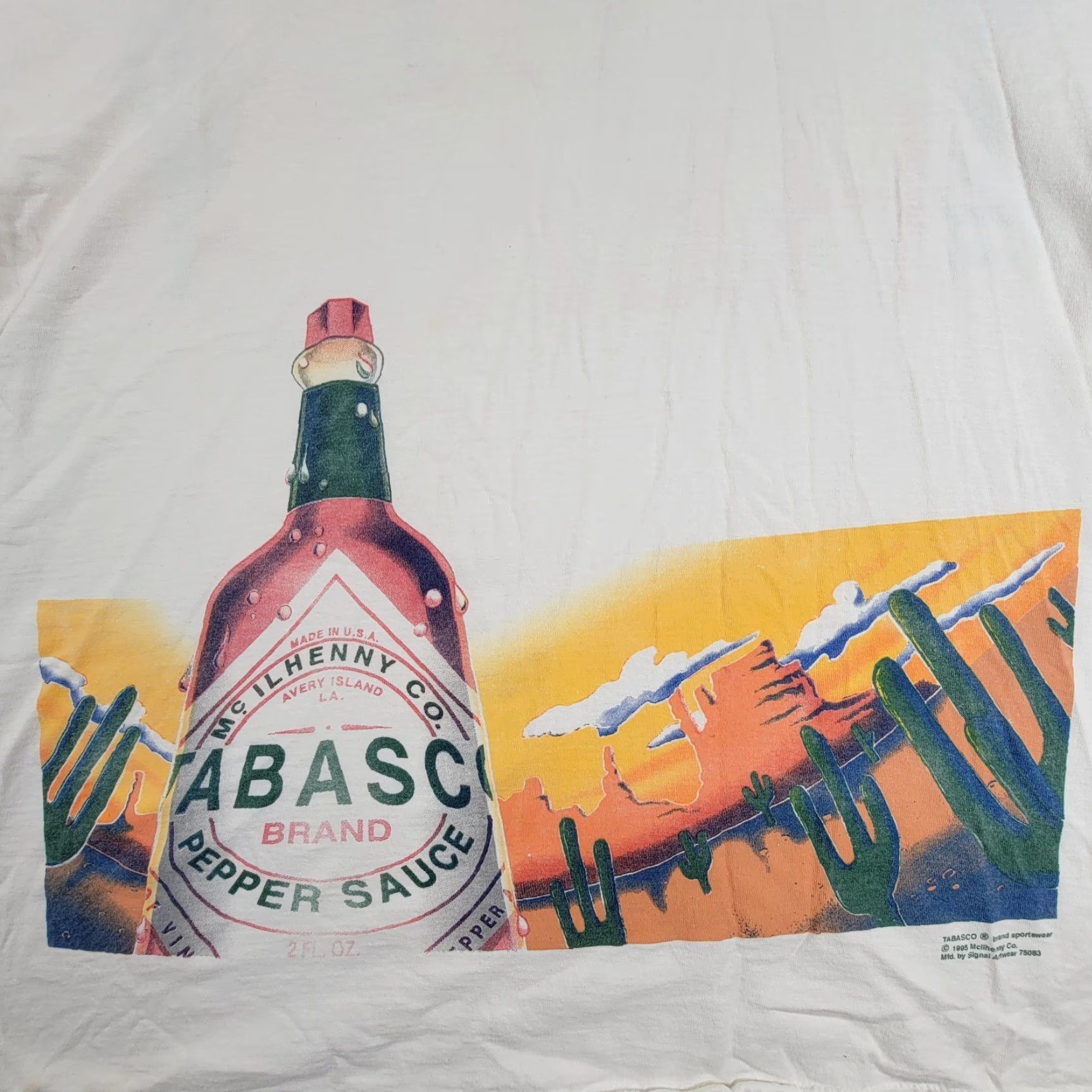 Vintage VINTAGE Tabasco Pepper Sauce 90s 1995 art T-Shirt XL White Signal Artwear Men Short Sleeve Crew Neck Jersey Cotton Single Stitch Art Size US XL / EU 56 / 4 - 2 Thumbnail