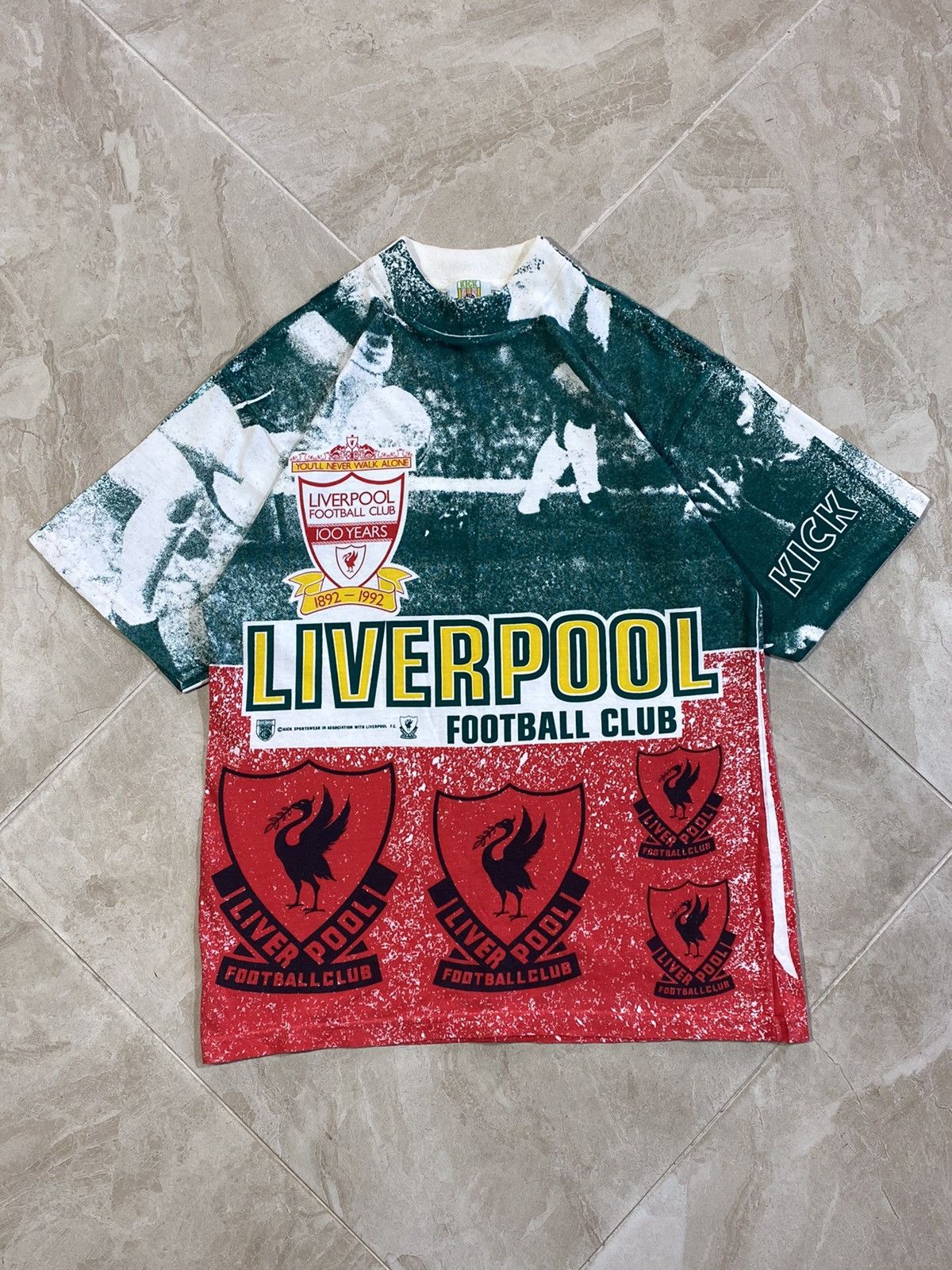 Band Tees × Vintage Vintage 1992 liverpool 100 years of glory all over print tee Size US M / EU 48-50 / 2 - 1 Thumbnail