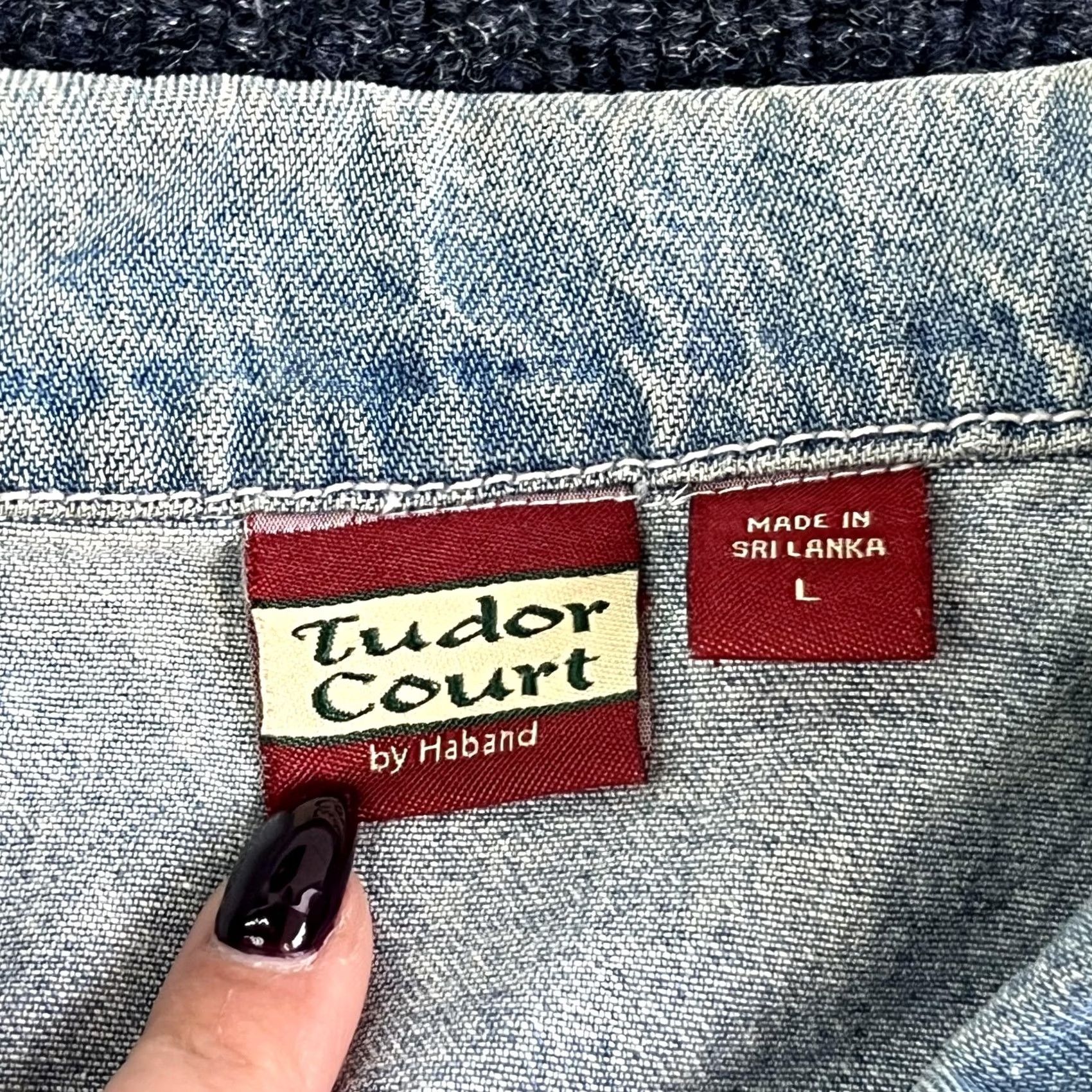 Tudor VINTAGE Tudor Court Jacket Womens Large Blue Denim Floral Embroidered Choir Coat Size L / US 10 / IT 46 - 5 Thumbnail