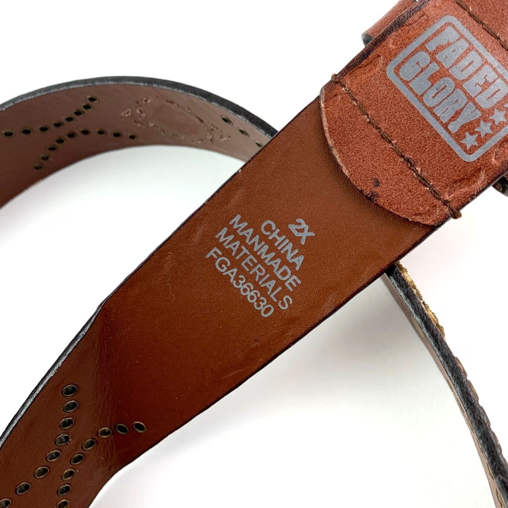 Faded Glory VINTAGE Faded Glory Belt Brown 2X Wide Studded Filigree Boho Womens Size ONE SIZE - 4 Thumbnail