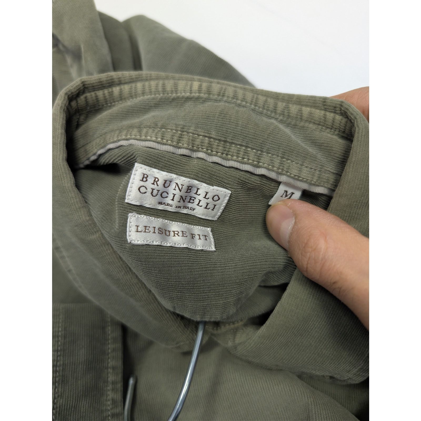 Brunello Cucinelli o1rshd1 CC20 Leisure Fit Button up Shirt in Olive Size US M / EU 48-50 / 2 - 16 Thumbnail
