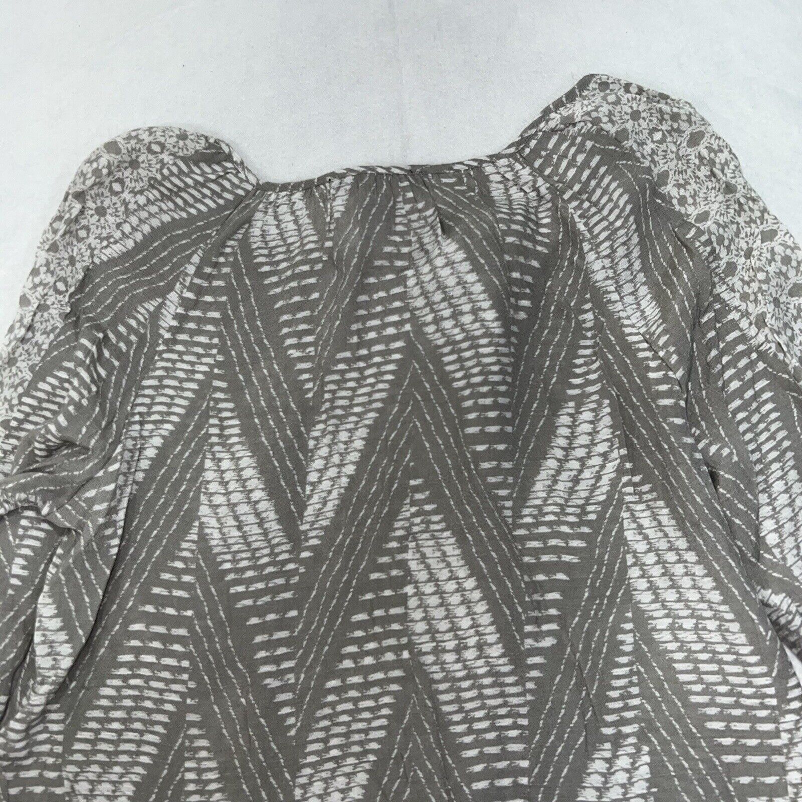 Other Fred David Gray 3/4 Sleeve Pullover Patterned Top Size M / US 6-8 / IT 42-44 - 10 Thumbnail