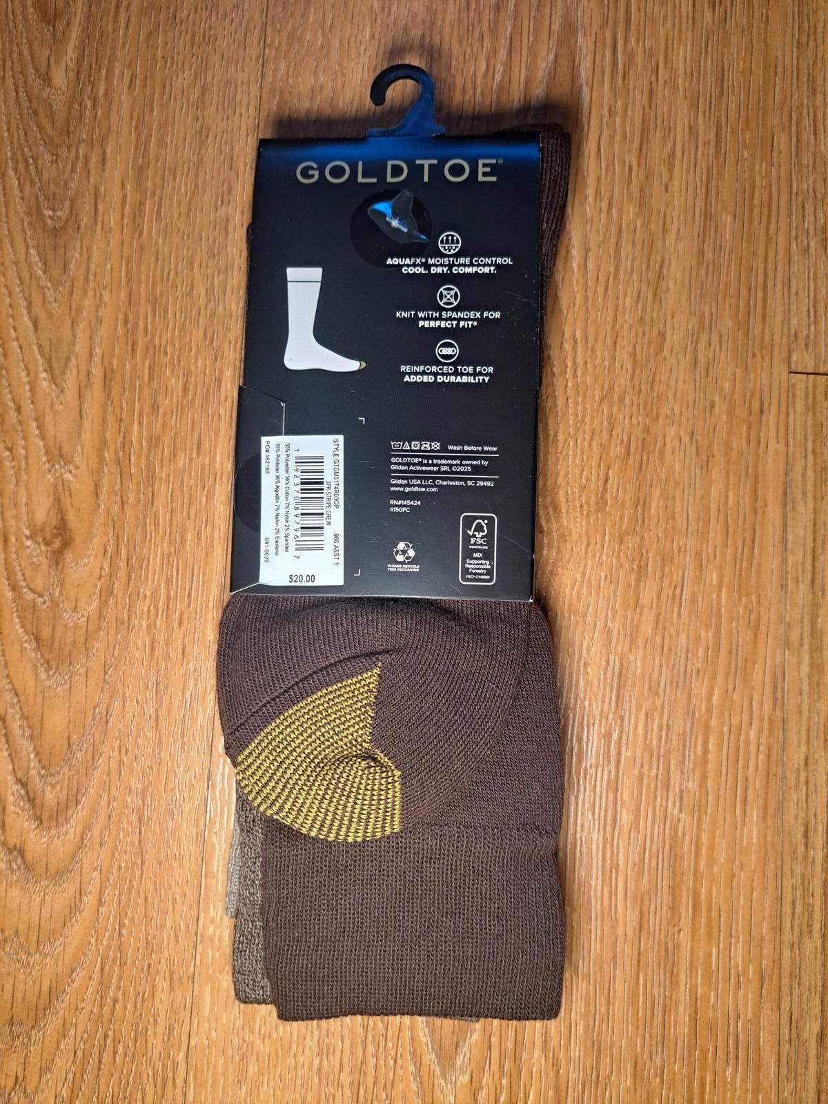 Other NEW Goldtoe 3 Pair Crew Socks 6-12.5 Brown Multicolor Size ONE SIZE - 5 Thumbnail