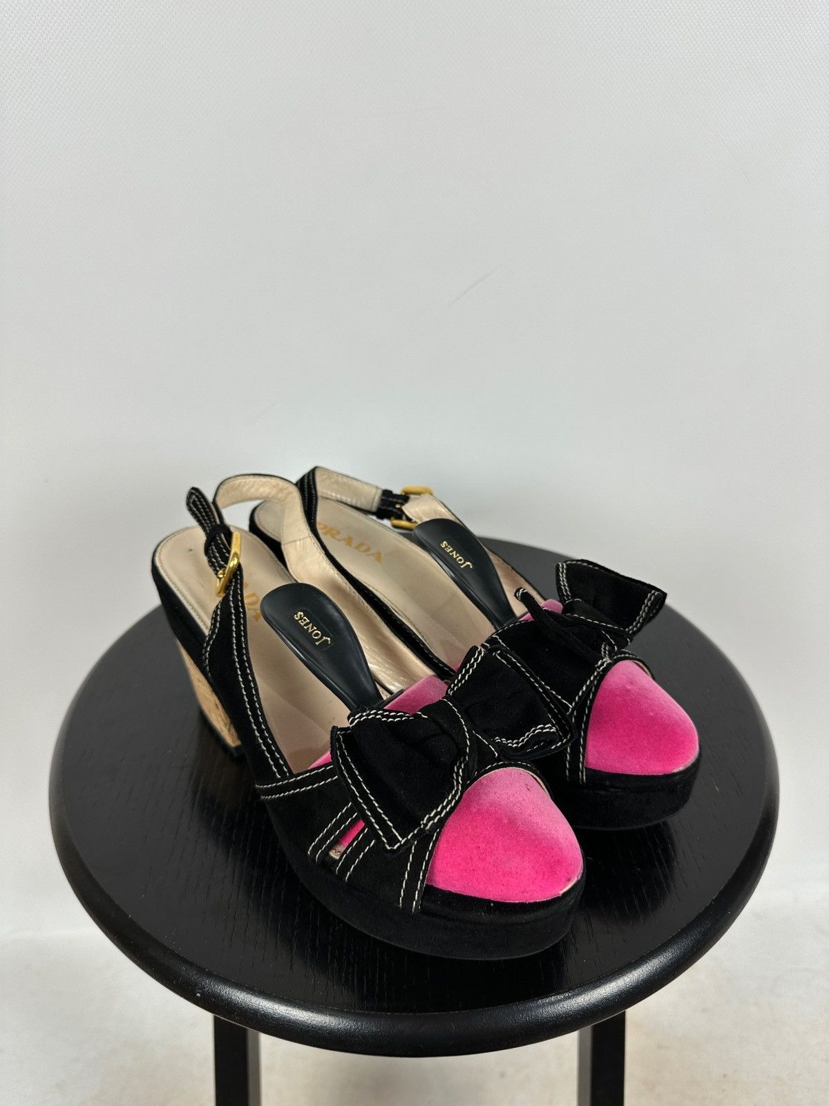 Prada Prada Black Suede Leather Bow Platform Sandals Size US 8 / IT 38 - 1 Thumbnail