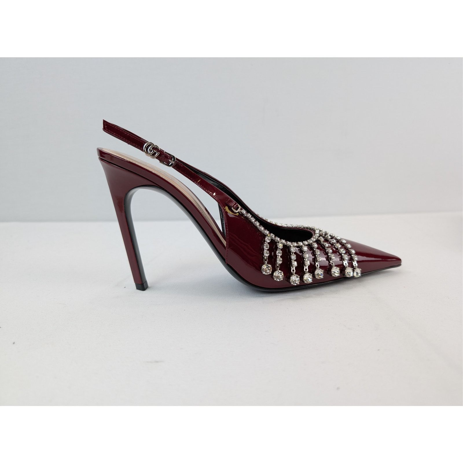 Gucci o1rshd1 Vernice crystal patent leather slingback pump Sandal Size US 9.5 / EU 42-43 - 4 Thumbnail