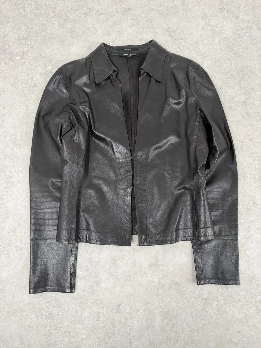 Gucci FW2000 Gucci Black Premium Minimalist Leather Jacket Size M / US 6-8 / IT 42-44 - 7 Thumbnail