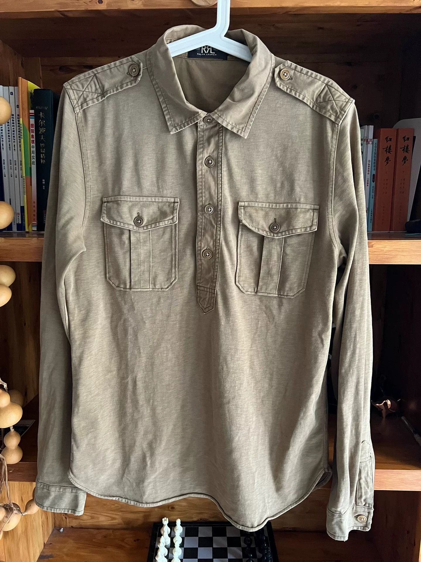 RRL Ralph Lauren RRL Khaki Military Pullover Shirt Jacket Size US XXS / EU 40 - 1 Thumbnail