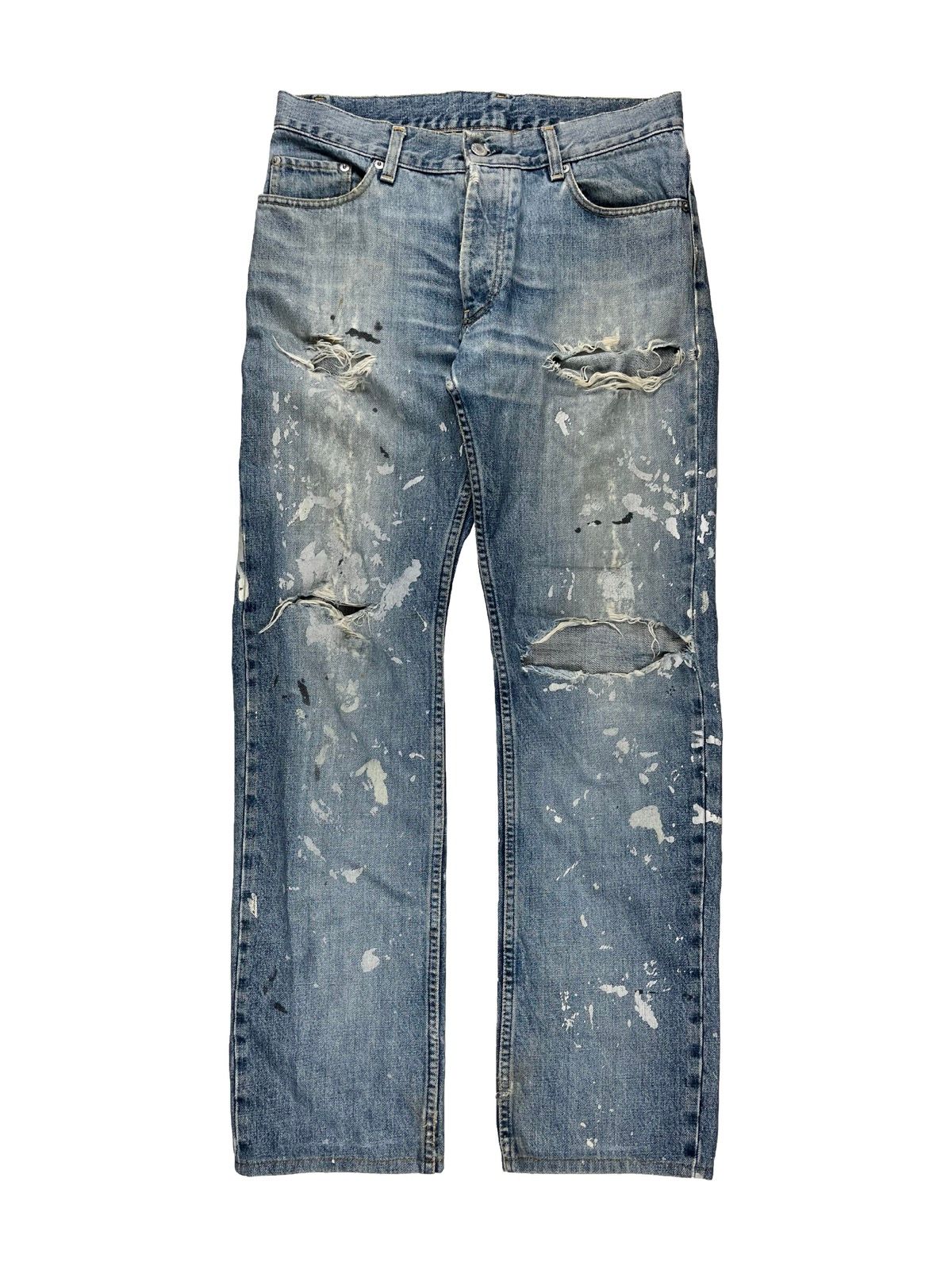 Pre-owned Helmut Lang X Vintage 1998 Helmut Lang Painter Denim Jeans Thrashed In Blue