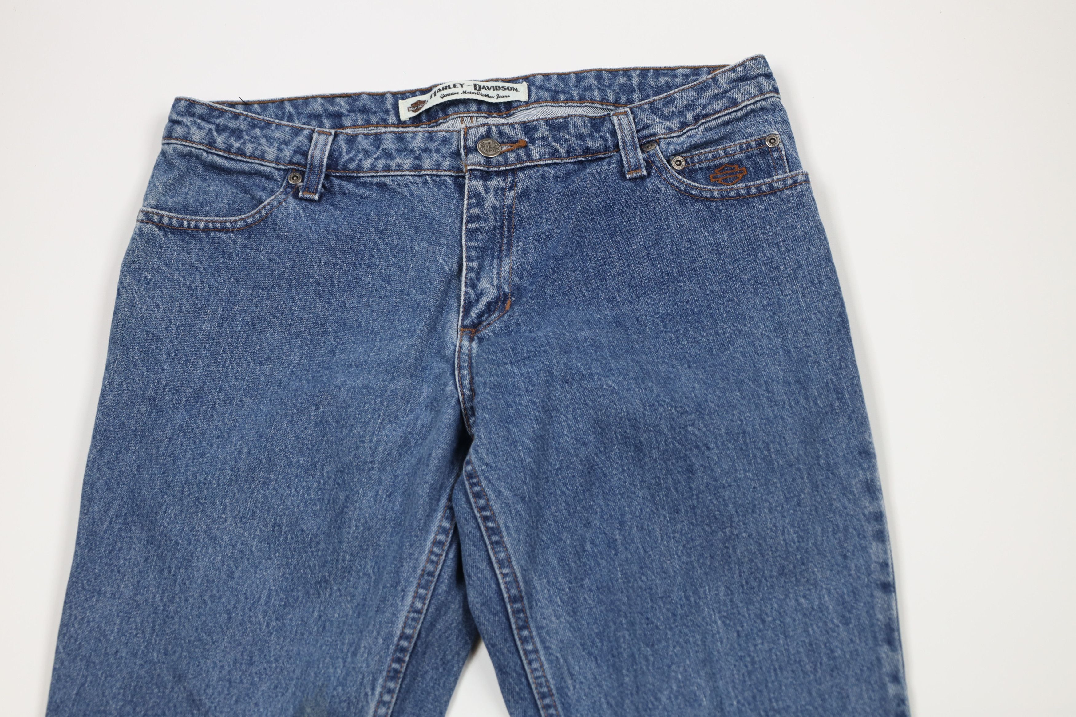 Harley Davidson × Vintage Vintage Harley Davidson Wide Leg Denim Jeans Blue Cotton Size 32" / US 10 / IT 46 - 2 Thumbnail
