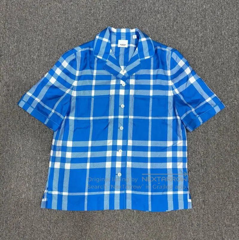 Burberry Burberry Blue Short Sleeve Cotton Shirt. Size US L / EU 52-54 / 3 - 1 Thumbnail