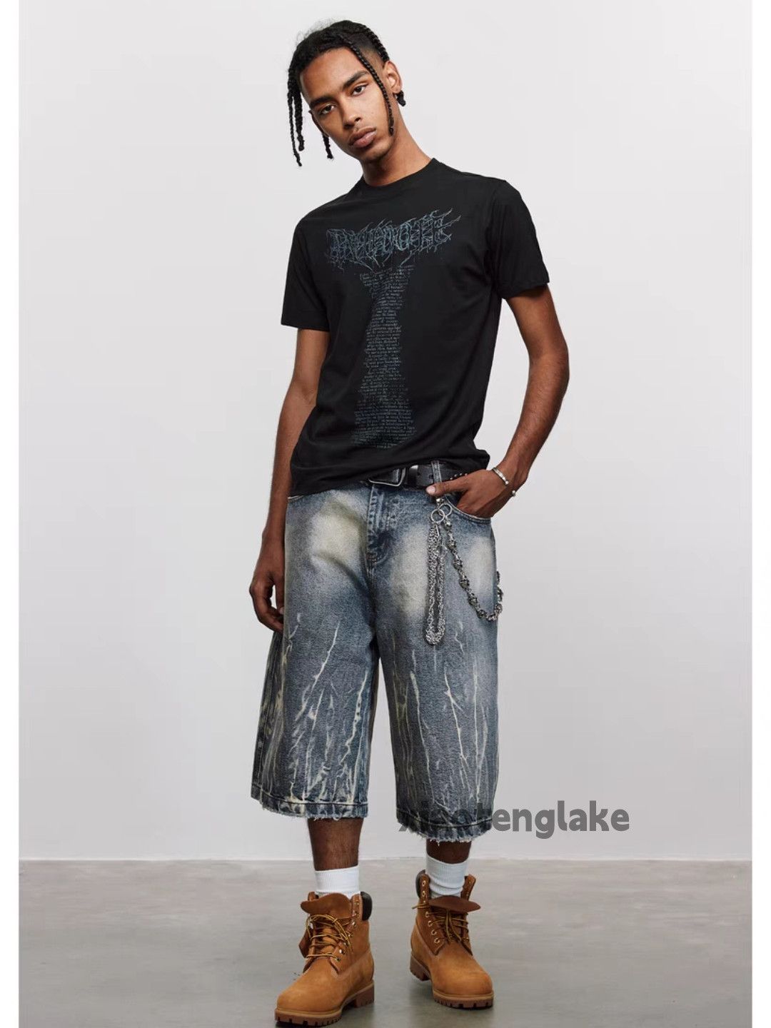 Jean × Vintage Washed faded loose baggy skate hiphop work shorts Size US 32 / EU 48 - 4 Thumbnail