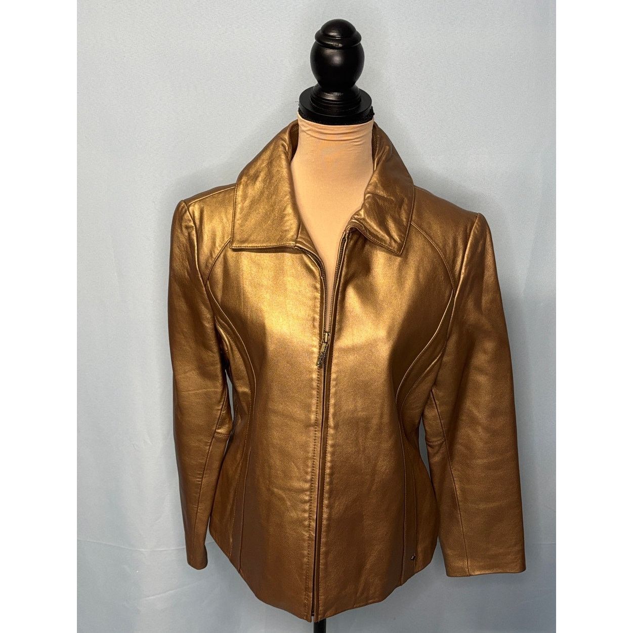 Black Rivet BLACK RIVET Women's Leather Zip-Front Jacket | Size L Size L / US 10 / IT 46 - 5 Thumbnail