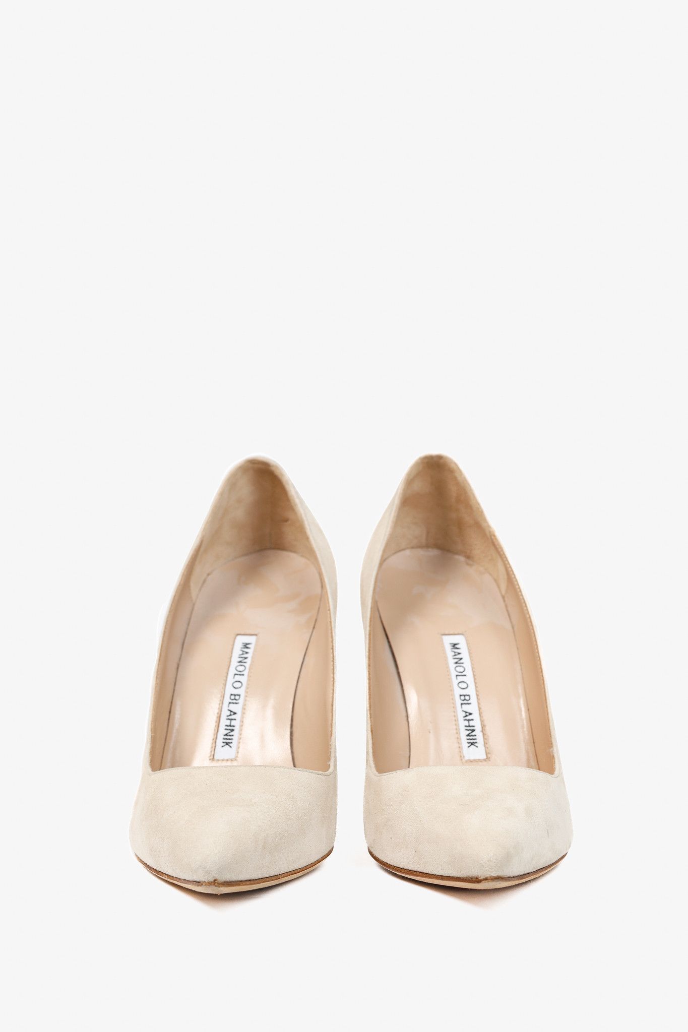 Manolo Blahnik Manolo Blahnik BB Beige Suede Pointed-Toe Pumps Size US 7 / IT 37 - 2 Thumbnail