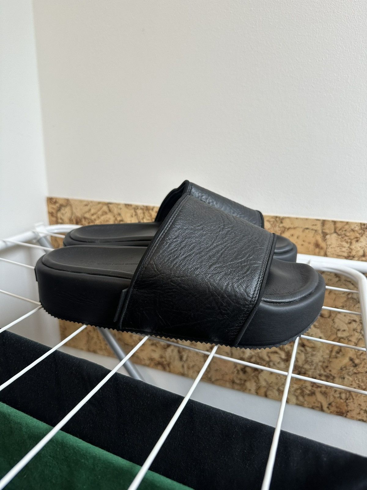Adidas Y-3 Yohji Yamamoto Leather Platform Slide Sandal Mens US 7 Black Adidas × Y-3 × Yohji Yamamoto Y3 RIVALRY TRIPLE BLACK QASA  main image 4